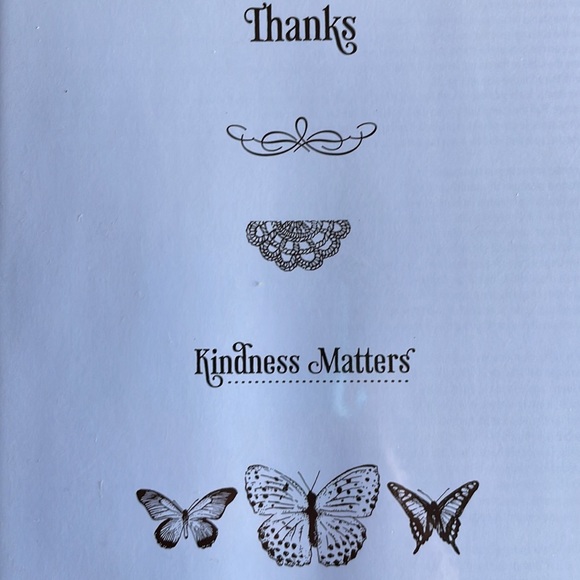 3/$15 NWOT Stampin' Up "Kindness Matters"  rubber stamps butterflies thanks lace - Picture 5 of 6